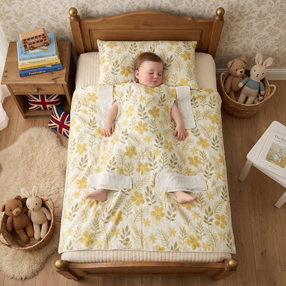 Ownkoti Yellow Floral Cotton Quilted Baby Blanket - Yellow - Twin(59" × 79") - image 0
