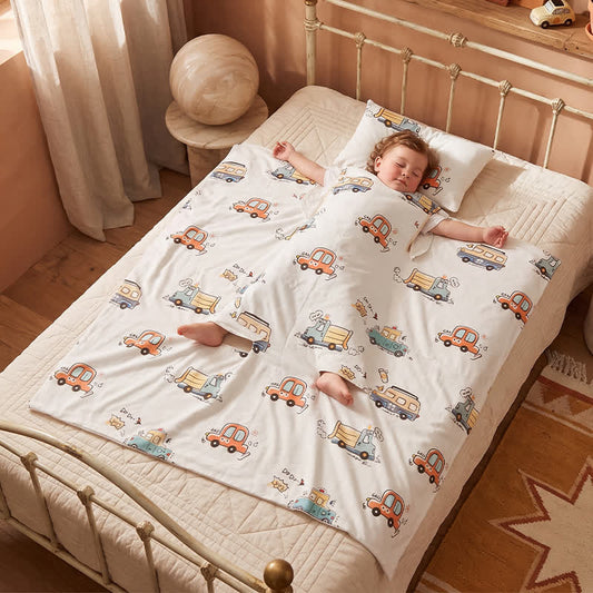 Ownkoti Bus Cotton Gauze Summer Baby Quilt - White - Padded - Twin - image 0