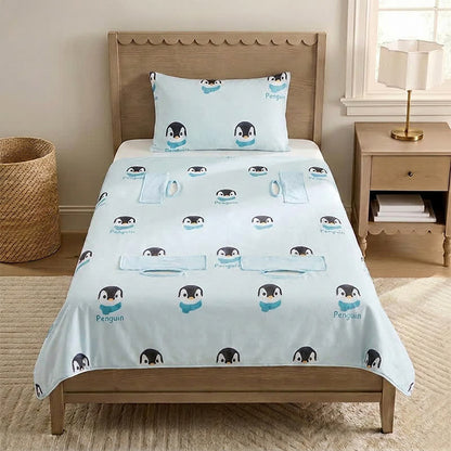 Ownkoti Penguin Dream Cotton Gauze Baby Quilt - Blue - Padded - Twin - image 0