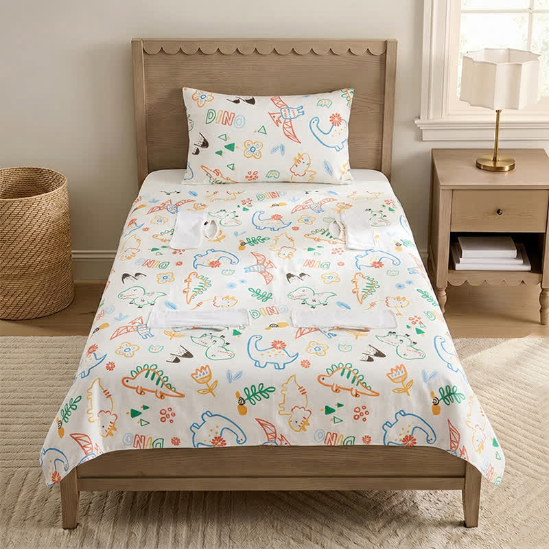 Ownkoti Dino Dreams Cotton Gauze Baby Quilt - White - Padded - Twin - image 0