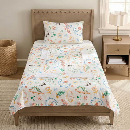Ownkoti Dino Dreams Cotton Gauze Baby Quilt - White - Padded - Twin - image 0