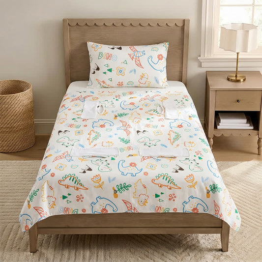 Ownkoti Dino Dreams Cotton Gauze Baby Quilt - White - Padded - Twin - image 0