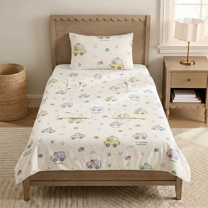 Ownkoti Cotton Gauze Little Cars Kick-Proof Baby Blanket - White - Quilted - Twin(59" × 79") - image 0