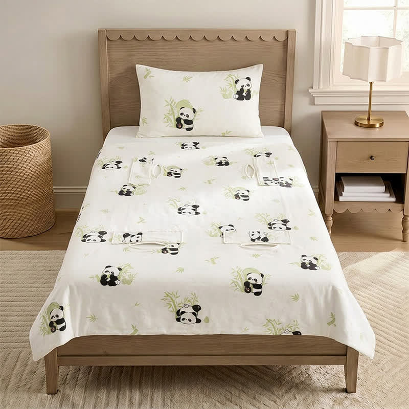 Ownkoti Panda Bamboo Cotton Gauze Baby Quilt - White - Padded - Twin - image 0