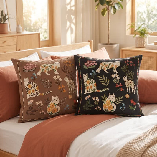 Ownkoti Midnight Cat Garden Velvet Throw Pillow  - image 0