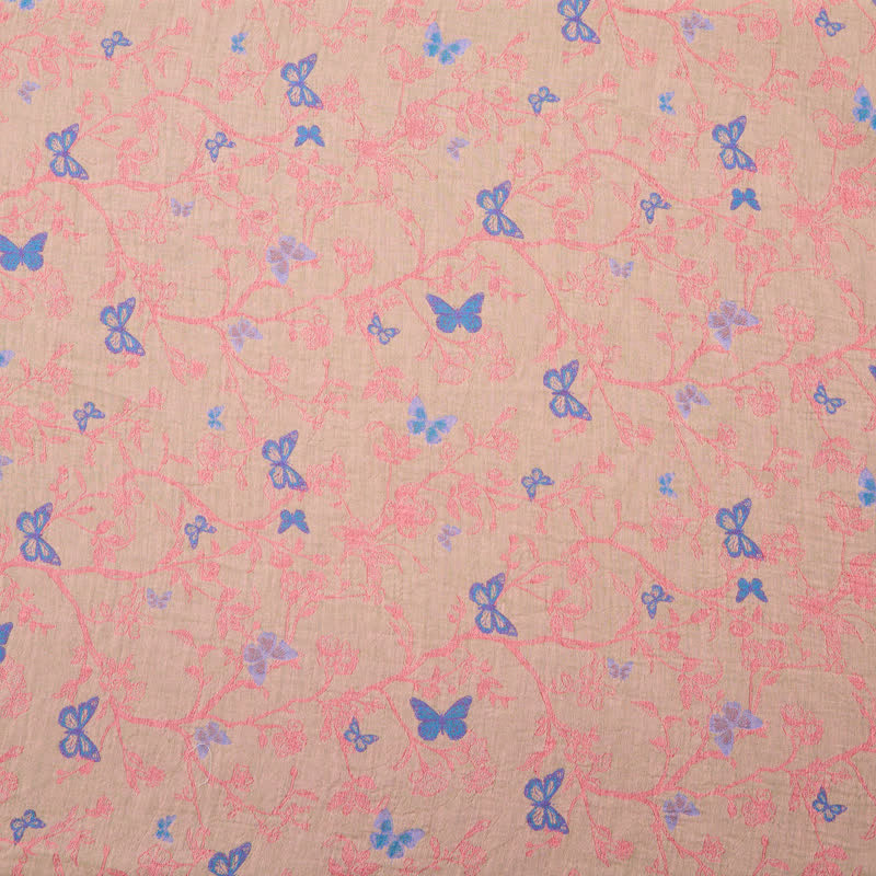 Ownkoti Butterfly Vine Cotton Jacquard Fabric - Pink - Meter - 5M - image 5