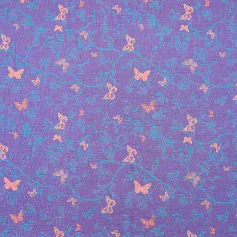 Ownkoti Butterfly Vine Cotton Jacquard Fabric - Purple - Meter - 5M - image 0