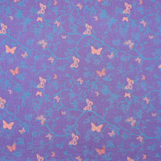 Ownkoti Butterfly Vine Cotton Jacquard Fabric - Purple - Meter - 5M - image 0