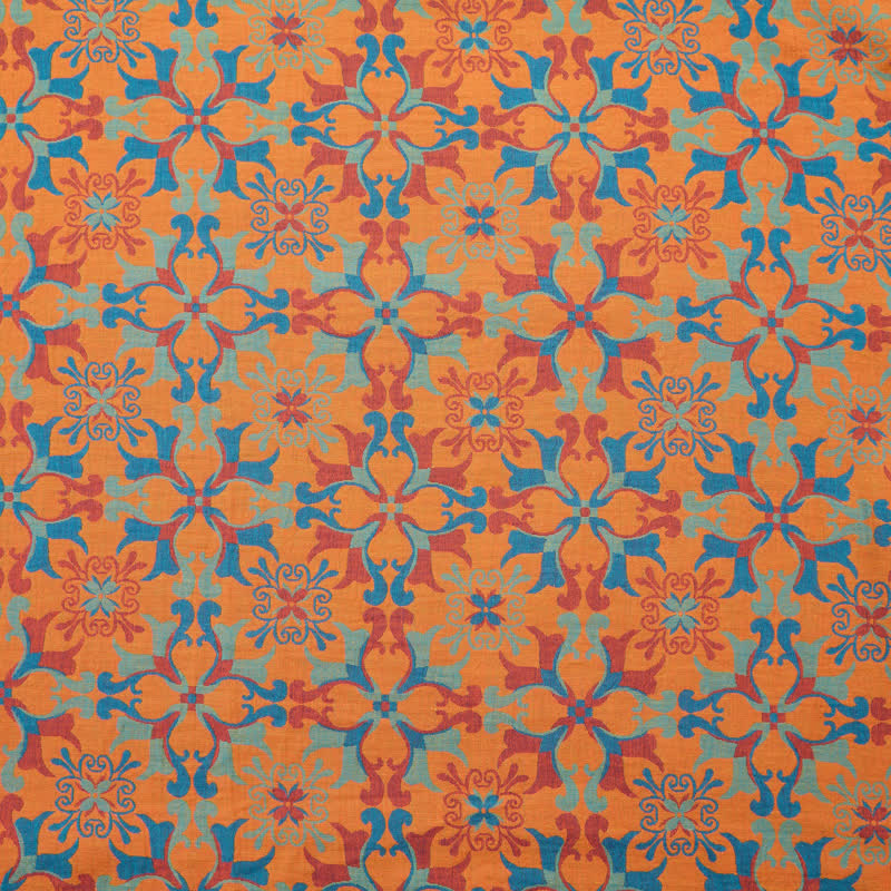 Ownkoti Floral Medallion Cotton Jacquard Fabric - Orange - Meter - 5M - image 5