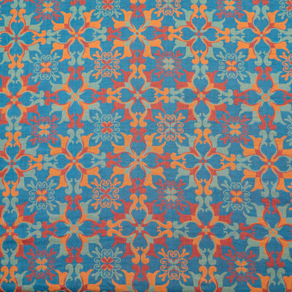 Ownkoti Floral Medallion Cotton Jacquard Fabric - Blue - Meter - 5M - image 0