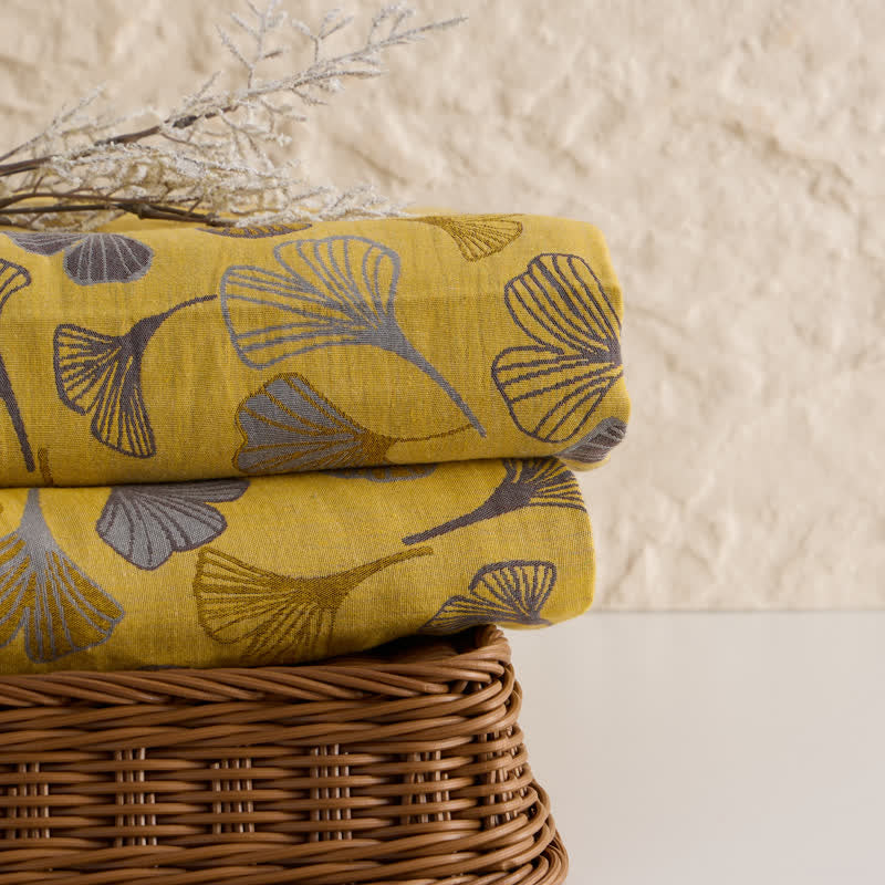 Ownkoti Large Ginkgo Leaf Cotton Jacquard Fabric - image 3