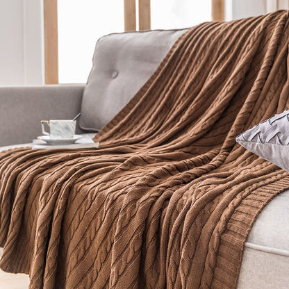 Ownkoti Solid Color Cotton Sofa Knit Blanket - Coffee - 71" x 79" - image 6