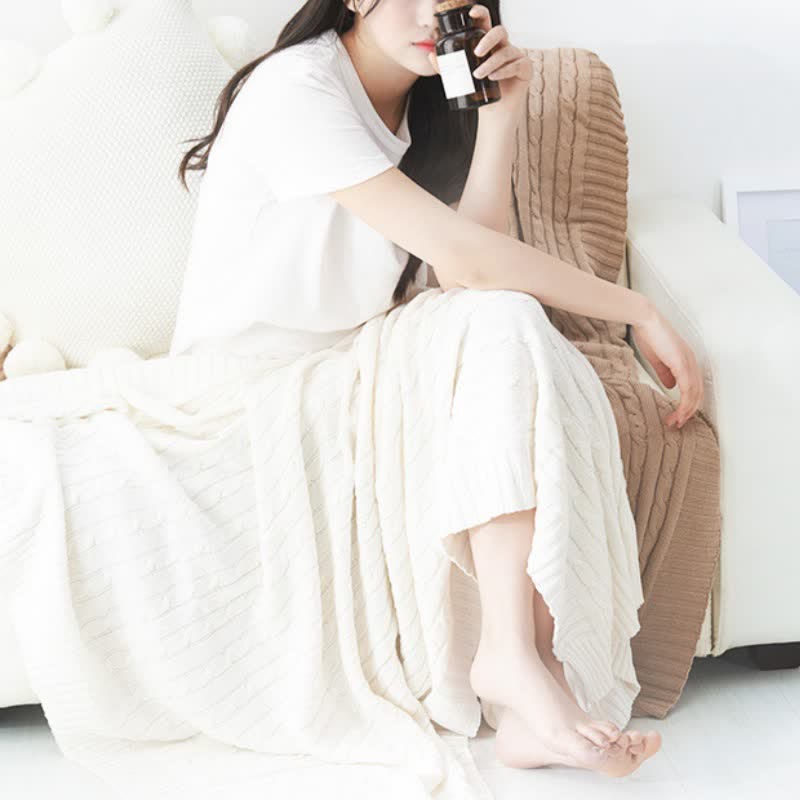 Ownkoti Solid Color Cotton Sofa Knit Blanket - image 13