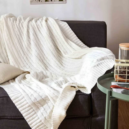 Ownkoti Solid Color Cotton Sofa Knit Blanket - White - 71" x 79" - image 14