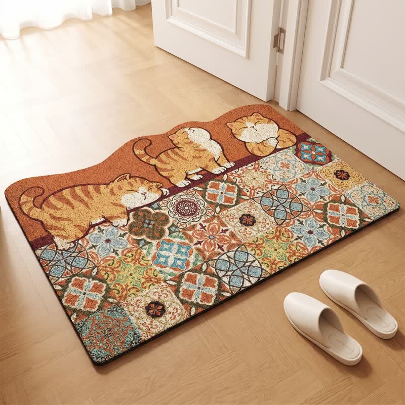 Ownkoti Whimsical Cat Patchwork Entryway Rug - image 2
