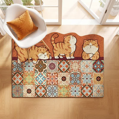 Ownkoti Whimsical Cat Patchwork Entryway Rug - image 1