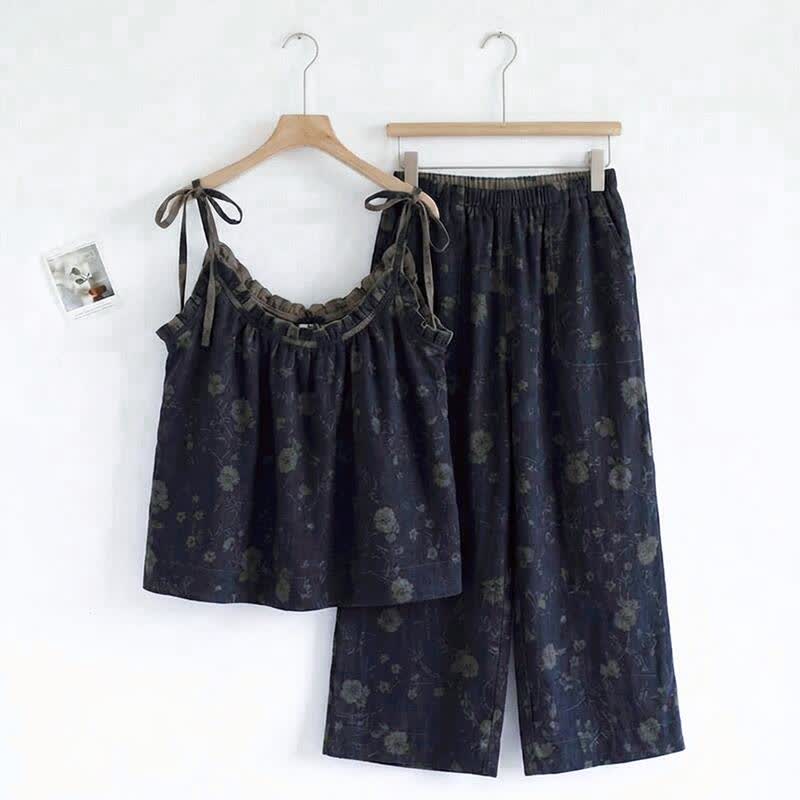 Ownkoti Wildflower Floral Cami & Pants Set - Navy Blue & Gray - XL - image 4