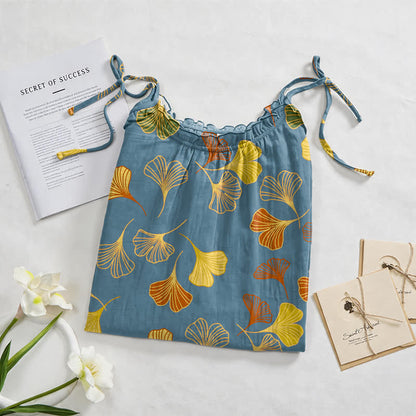 Ownkoti Ginkgo Leaf Tie Strap Lounge Midi Dress - image 2
