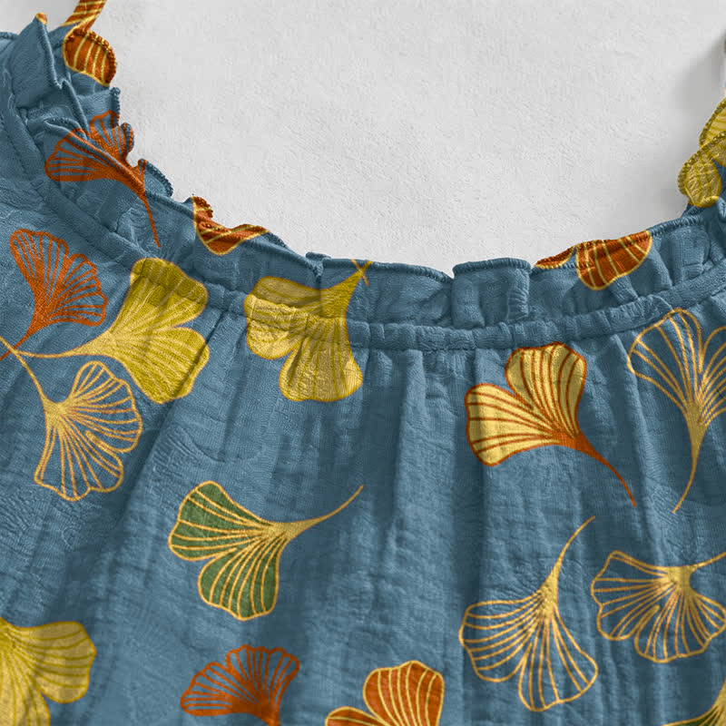 Ownkoti Ginkgo Leaf Tie Strap Lounge NightDress - image 8