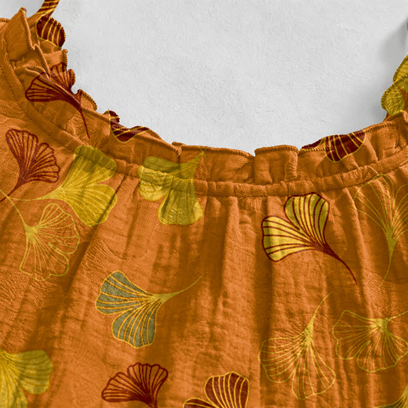 Ownkoti Ginkgo Leaf Tie Strap Lounge Nightgown - image 13