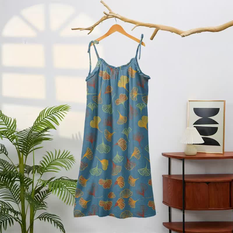 Ownkoti Ginkgo Leaf Tie Strap Lounge NightDress - image 6