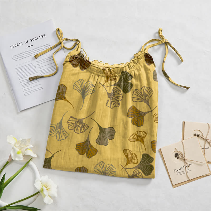 Ownkoti Ginkgo Leaf Tie Strap Lounge NightDress - image 17