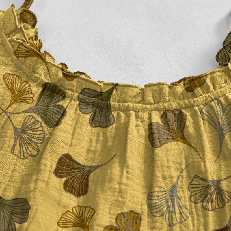 Ownkoti Ginkgo Leaf Tie Strap Lounge Midi Dress - image 13