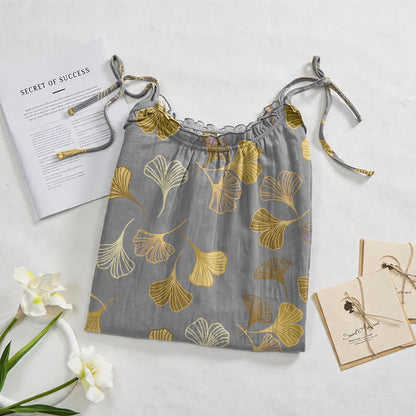Ownkoti Ginkgo Leaf Tie Strap Lounge NightDress - image 22