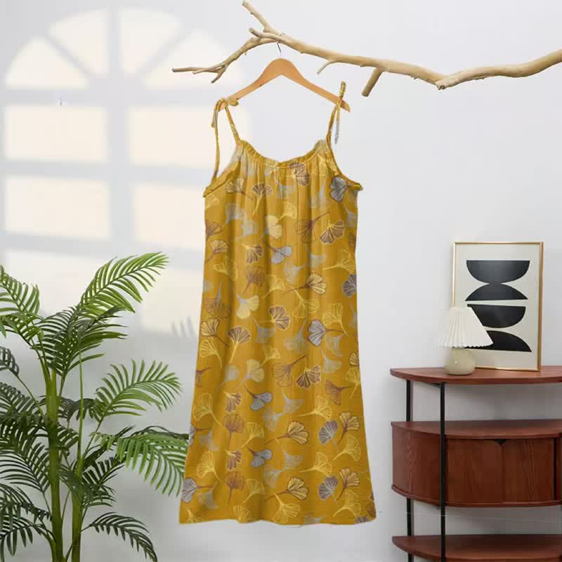 Ownkoti Ginkgo Leaf Tie Strap Lounge NightDress - image 26