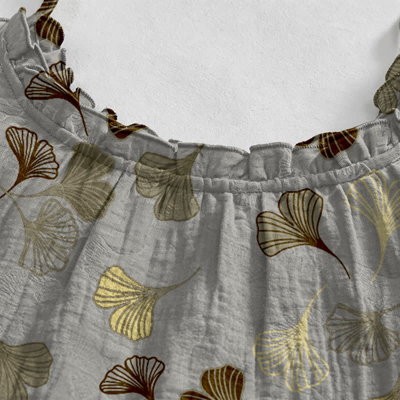 Ownkoti Ginkgo Leaf Tie Strap Lounge NightDress - image 3