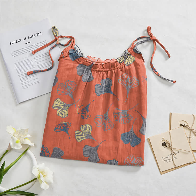 Ownkoti Ginkgo Leaf Tie Strap Lounge Midi Dress - image 32