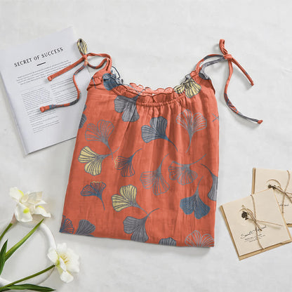 Ownkoti Ginkgo Leaf Tie Strap Lounge Midi Dress - image 32