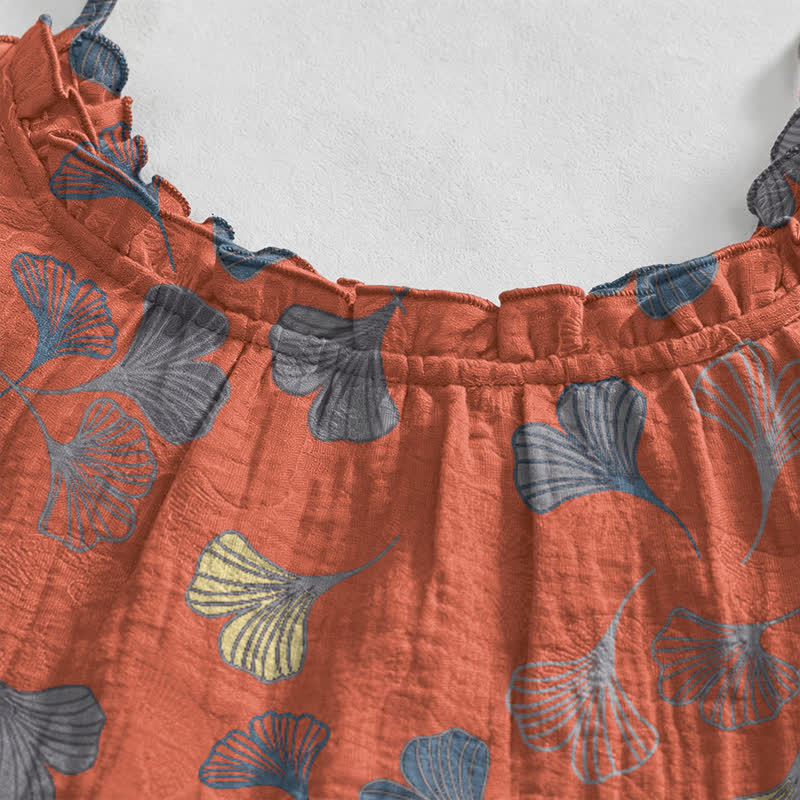 Ownkoti Ginkgo Leaf Tie Strap Lounge NightDress - image 33