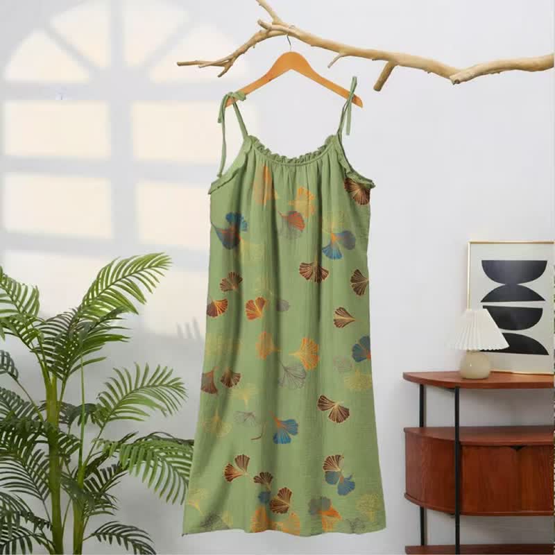 Ownkoti Ginkgo Leaf Tie Strap Lounge NightDress - image 36
