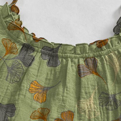 Ownkoti Ginkgo Leaf Tie Strap Lounge Midi Dress - image 38