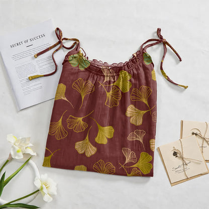 Ownkoti Ginkgo Leaf Tie Strap Lounge NightDress - image 47