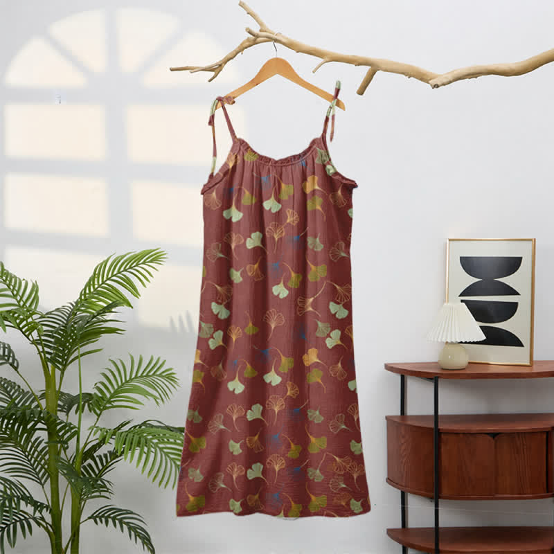 Ownkoti Ginkgo Leaf Tie Strap Lounge NightDress - image 46