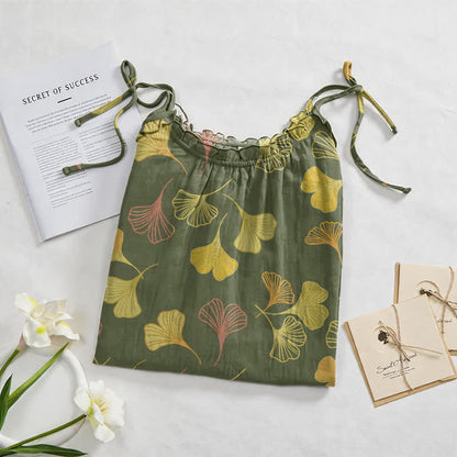 Ownkoti Ginkgo Leaf Tie Strap Lounge Midi Dress - image 47