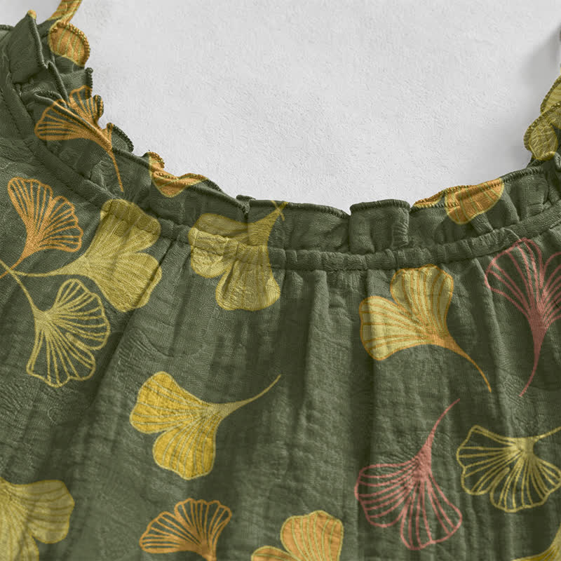 Ownkoti Ginkgo Leaf Tie Strap Lounge NightDress - image 53