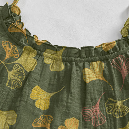 Ownkoti Ginkgo Leaf Tie Strap Lounge Midi Dress - image 48