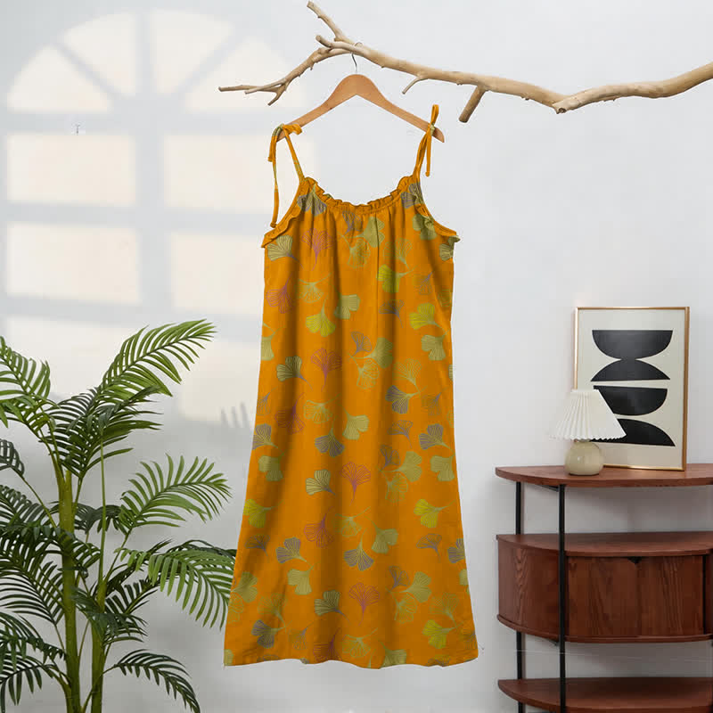 Ownkoti Ginkgo Leaf Tie Strap Lounge Nightgown - image 56