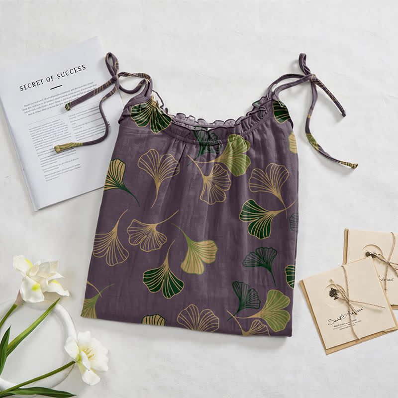 Ownkoti Ginkgo Leaf Tie Strap Lounge NightDress - image 72