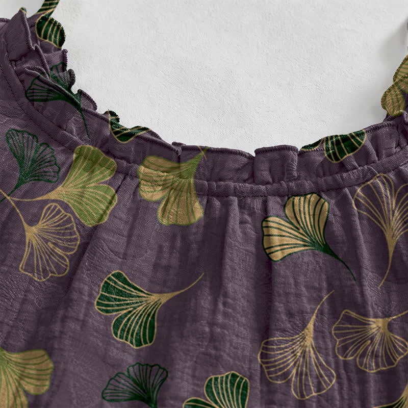 Ownkoti Ginkgo Leaf Tie Strap Lounge Nightgown - image 73