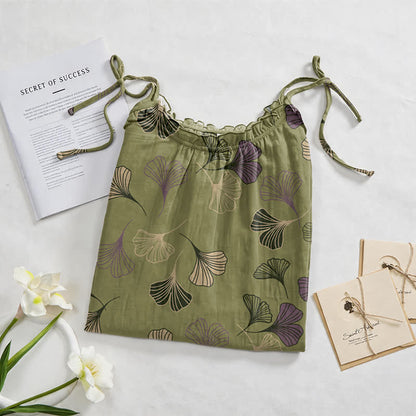 Ownkoti Ginkgo Leaf Tie Strap Lounge NightDress - image 77