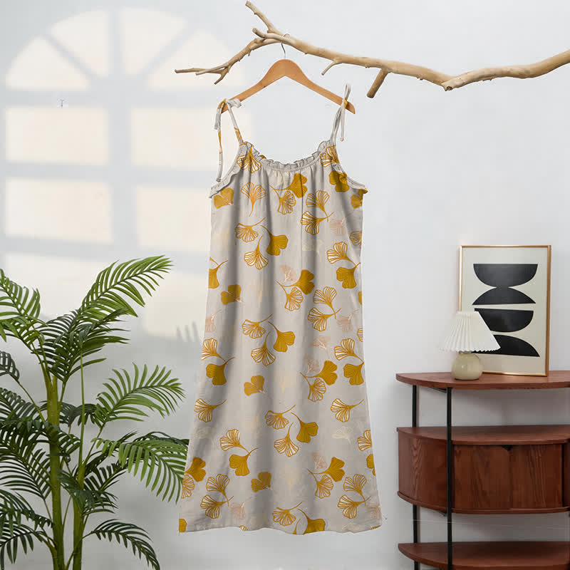 Ownkoti Ginkgo Leaf Tie Strap Lounge NightDress - image 81