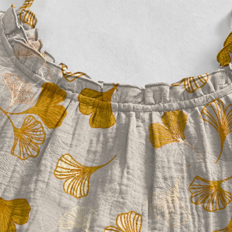 Ownkoti Ginkgo Leaf Tie Strap Lounge NightDress - image 83