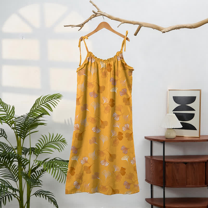 Ownkoti Ginkgo Leaf Tie Strap Lounge Midi Dress - image 61