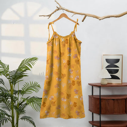Ownkoti Ginkgo Leaf Tie Strap Lounge Midi Dress - image 61