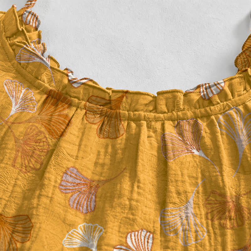 Ownkoti Ginkgo Leaf Tie Strap Lounge Midi Dress - image 63