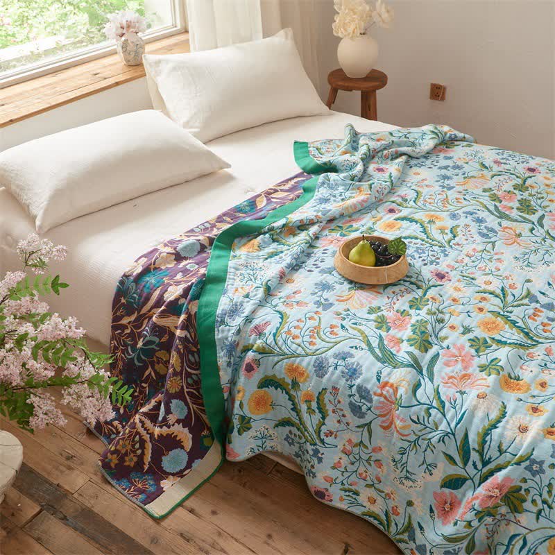 Ownkoti Meadow Reversible Cotton Mulin Blanket Quilt - image 3